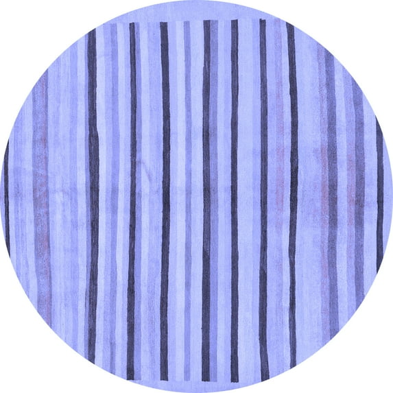 Ahgly Company Machine Washable Indoor Round Solid Blue Modern Area Rugs, 8' Round
