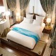 thumbnail image 6 of Bed Runner Scarf for Cal.King Size Bed, Blue Marble Beds Scarf Throws for Foot of Bedding, Modern Abstract Art Luxury Decorative Beds Runners for Bedroom Guestroom, 102"x20", 6 of 8