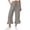 Gray, variant on Flared Linen Capri Pants Women Summer Lightewight Casual Wide Leg Drawstring Elastic Waist Ruffle Hem Cropped Pants with Pockets Red L