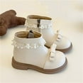 thumbnail image 4 of Bnwani Girls Winter Boots Ankle PU Leather Fleece Lined Warm Soft Pearl Lace Soft-Soled Booties 2-11 Years, 4 of 7