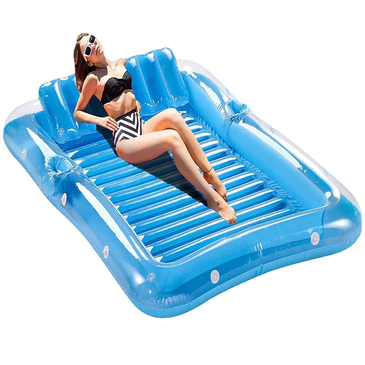 Inflatable Tanning Pool Lounger Float Jasonwell 4 in 1 Sun Tan Tub Sunbathing Pool Lounge Raft Floatie Toys Water Filled Tanning Bed Mat Pad for Adult Blow Up Kiddie Pool Kids Ball Pit Pool 