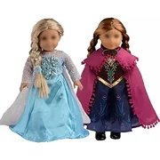 sweet dolly Elsa and Anna Princess Costumes for 18 Inch American Girl Doll Clothes