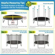 Machrus Upper Bounce Trampoline Safety Enclosure Net, Fits 8 FT Round Frame, Using 6 Poles (or 3 Arches) - Adjustable Straps- Net Only