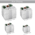 thumbnail image 2 of Set of 4 Christmas Lighted Gift Boxes Christmas Boxes with 80 LED Light String Indoor Outdoor Present Boxes Ornaments for Christmas Decoration, White, 5.1/5.9/6.7/7.48 Inches, 2 of 7
