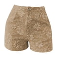 thumbnail image 6 of Siminsem High Waist Cotton Linen Shorts for Women Straight Leg Casual Summer Short Pants with Pockets Lightweight Bermuda Trousers Breathable Yoga Walk Loose Fit, Khaki, S, 6 of 6