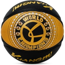 Kuanming Champion Ring Inspired Basketball, Official Size 7 (29.5 inches) PU Leather - Black and Gold Basketball, Design Sense Basketball, Suitable for Training, Entertainment, and Gift Giving