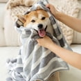 thumbnail image 5 of MXTPOV Dog Bathrobe Fast Drying with Hook and Loop Closure & Wrap Tie Snuggle, Cute Dogs Clothes, Machine Washable, Striped Bathrobe for Cats Dogs Puppy, Small, 5 of 5