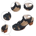 thumbnail image 7 of Women's Heeled Sandals Retro Boho Flower Closed Toe Heels Arch Support Walking Shoes Hook and Loop Pumps Shoes Black Size 6.5, 7 of 7