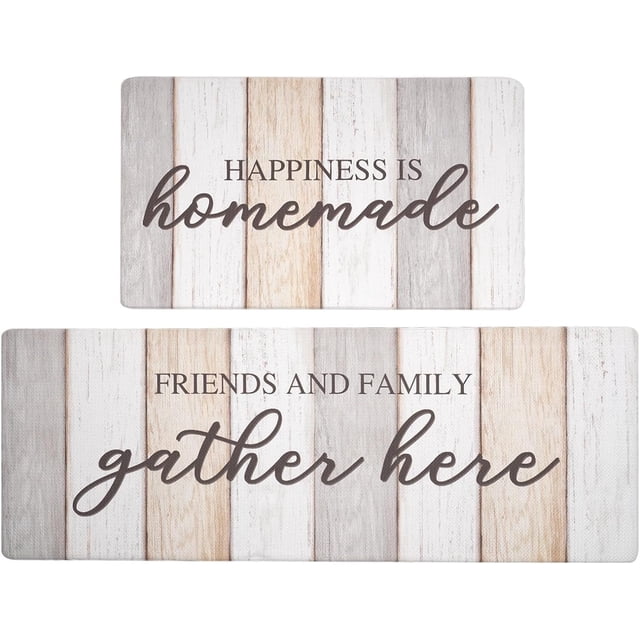 Anti Fatigue Kitchen Mats for Floor 2 Piece Set Waterproof & Non-Skid Traditional Farmhouse Kitchen Rugs Standing Cushion Comfort Kitchen Runner,17x30+17x47