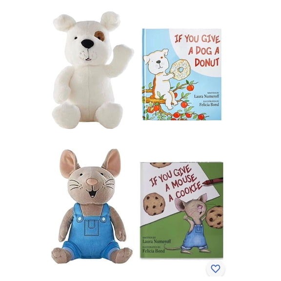 If You Give a Mouse a Cookie & Dog a Donut Plush & Plush Set 4pcs New