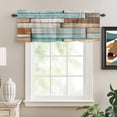 thumbnail image 2 of Blue Brown Vintage Rod Pocket Curtain Valance, Retro Farmhouse Elegant Pastoral Farmhouse Window Valance for Living Room, Bedroom, Kitchen 60"W x 18"L, 2 of 9