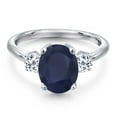 thumbnail image 3 of Gem Stone King 3.66 Ct Oval Blue Sapphire White Topaz 925 Sterling Silver Ring, 3 of 6