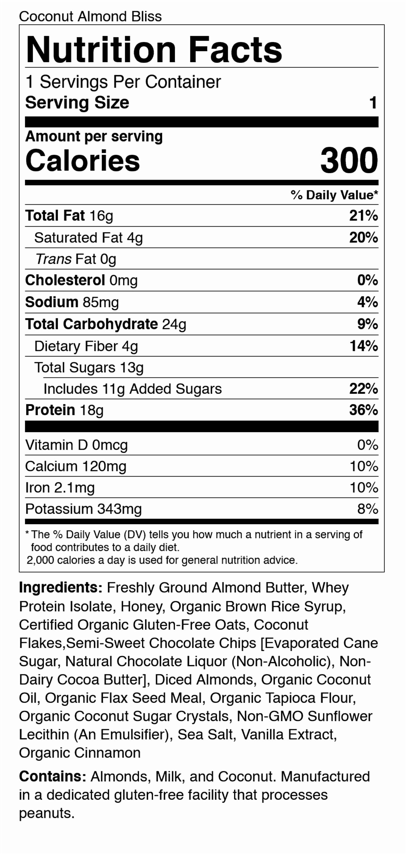 G2G Protein Bar, Coconut Almond Bliss, Gluten-Free, Clean Ingredients, Refrigerated for Freshness, (Pack of 8)
