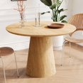 thumbnail image 4 of 43 inch Wooden circular dining table, modern minimalist round table, natural wood colored table, 4 of 12