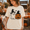 thumbnail image 4 of Ghost And Pumpkin Witch Hat Halloween T-Shirt, Spooky Season Graphic Tee, Retro Fall Comfort Colors Shirt, Vintage Pumpkin Ghost Apparel Gift - Ivory, L, 4 of 5