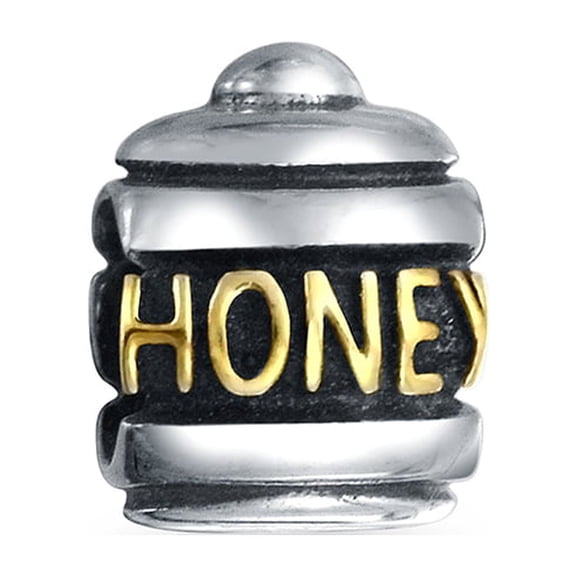 Bling Jewelry Womens Sweet Honey Jar Charm Bead 14K Gold Plated Sterling Silver for European Bracelet