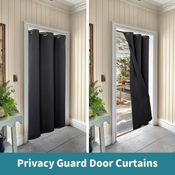 Doorway Curtain for Closets Without Doors - 34 x 80 Inch 1 Panel Dark Grey Thermal Insulated Privacy Blackout Curtain for French Door Hallway