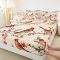 thumbnail image 3 of Castle Fairy Teenagers Red Sparrows 3pcs Twin Sheet Sets,Tree Branches Twin Fitted Sheet,Merry Christmas Breathable Flat Sheet,Super Cozy Room Decor, 3 of 7