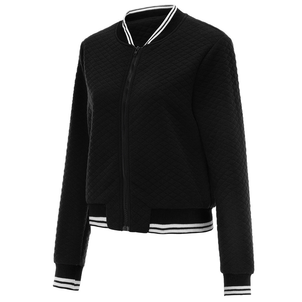 YUEHAO Coats For Women Women's Long Sleeve Baseball Shirt Zip Jacket Baseball Jacket Casual Jacket (Black) - image 5 of 9