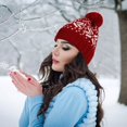 thumbnail image 6 of iHPH7 Christmas Hat Christmas Accessories Christmas Hats Adults Christmas Gifts for Women Y2k Hat Winter Hats for Women Beanie with Pom Wine One Size, 6 of 6