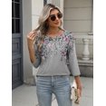 thumbnail image 2 of Zeagoo Womens Spring Tops 3/4 Sleeve Crew Neck T-Shirts Summer Business Dressy Work Blouses Vacation Outfits, 2 of 5