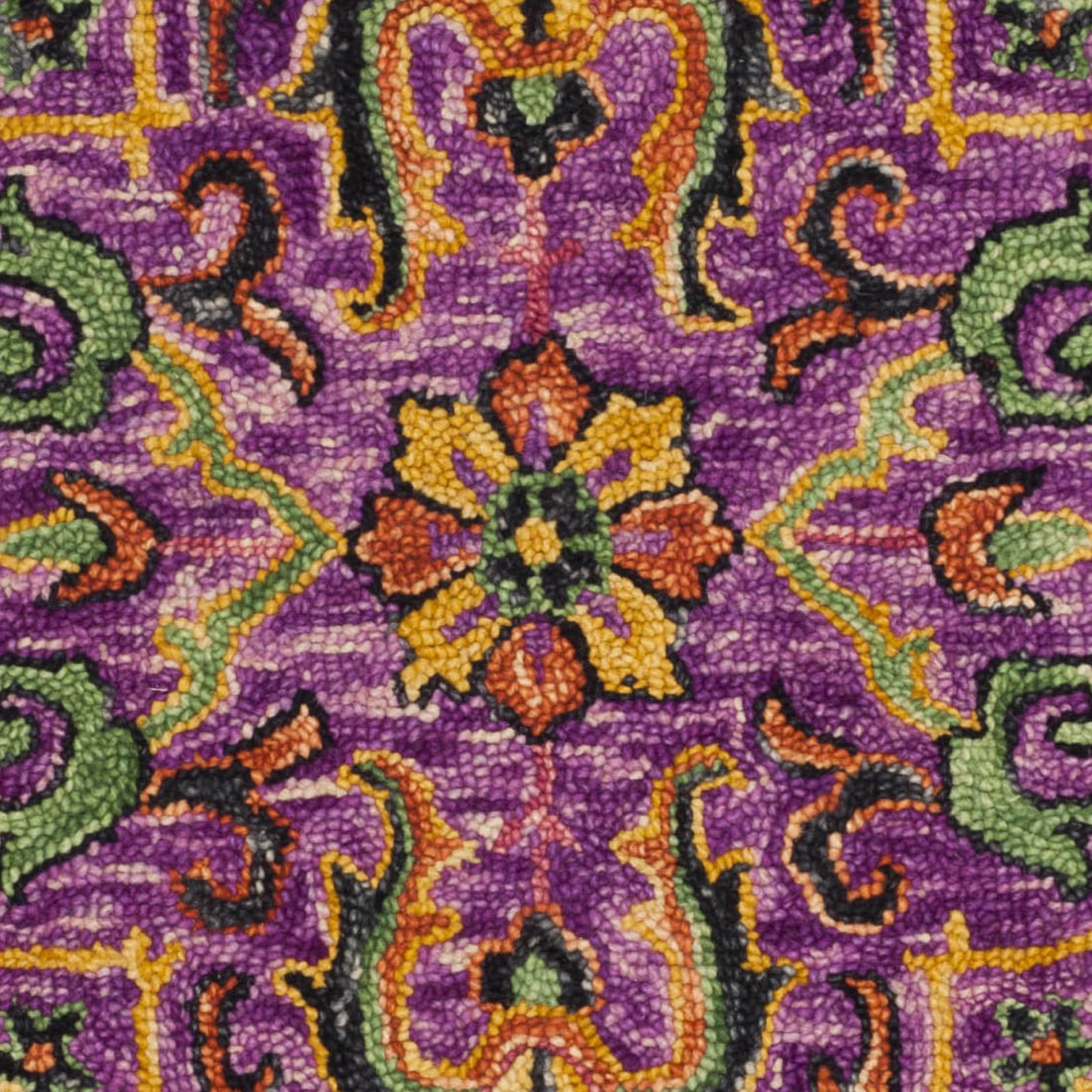 SAFAVIEH Blossom Abram Floral Mediallion Wool Fringed Area Rug, Purple/Multi, 5' x 8'