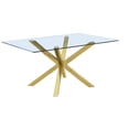 thumbnail image 2 of 63"x 39" Rectangular Clear Glass 5pc Dining Set with Gold Stainless Steel, 2 of 3
