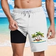 thumbnail image 4 of Purcolt Men's Tropical Print Swim Trunks with Compression Liner Lightweight Quick Dry Hawaiian Beach Shorts for Board Surfing Diving, 4 of 7
