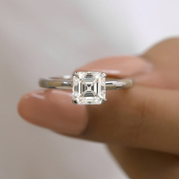 JEWELEGANT 2 Ct Asscher Moissanite Diamond Engagement Ring for Women