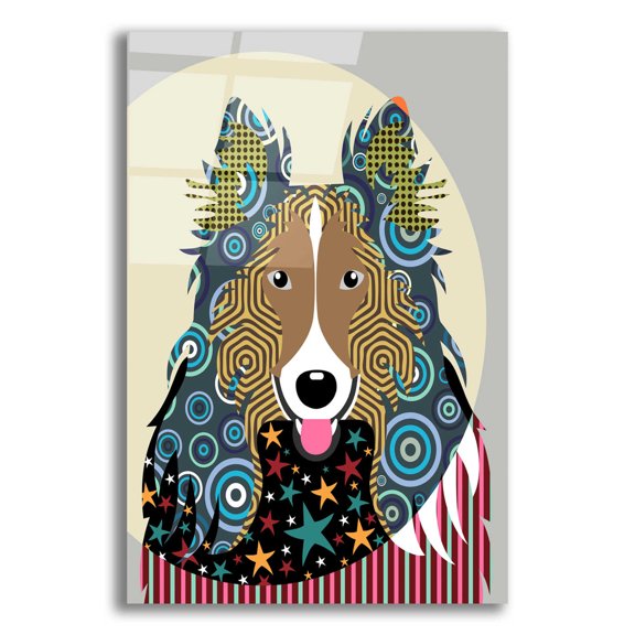 Epic Art 'Rough Collie' by Lanre Adefioyue, Acrylic Glass Wall Art, 12"x16"