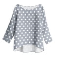 thumbnail image 4 of EchfiProm Womens Tops Cotton Linen Shirts Long Sleeve Gray Trendy Crew Neck Blouse Loose for Ladies, 4 of 8