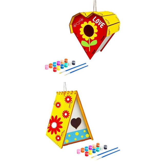 2pcs Wooden Birdhouses Crafts For Girls Boys DIY Unfinished House Sharpla kits de construcción para niños