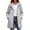 Gray, variant on Women's Mid Length Hooded Rain Trench Coat Drawstring Waist Full Zip Snap Button Windproof Jacket Shell for Outdoor