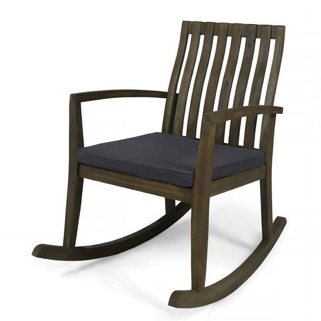 Noble House Colmena Outdoor Acacia Wood Rocking Chair in Gray (Set of 2)