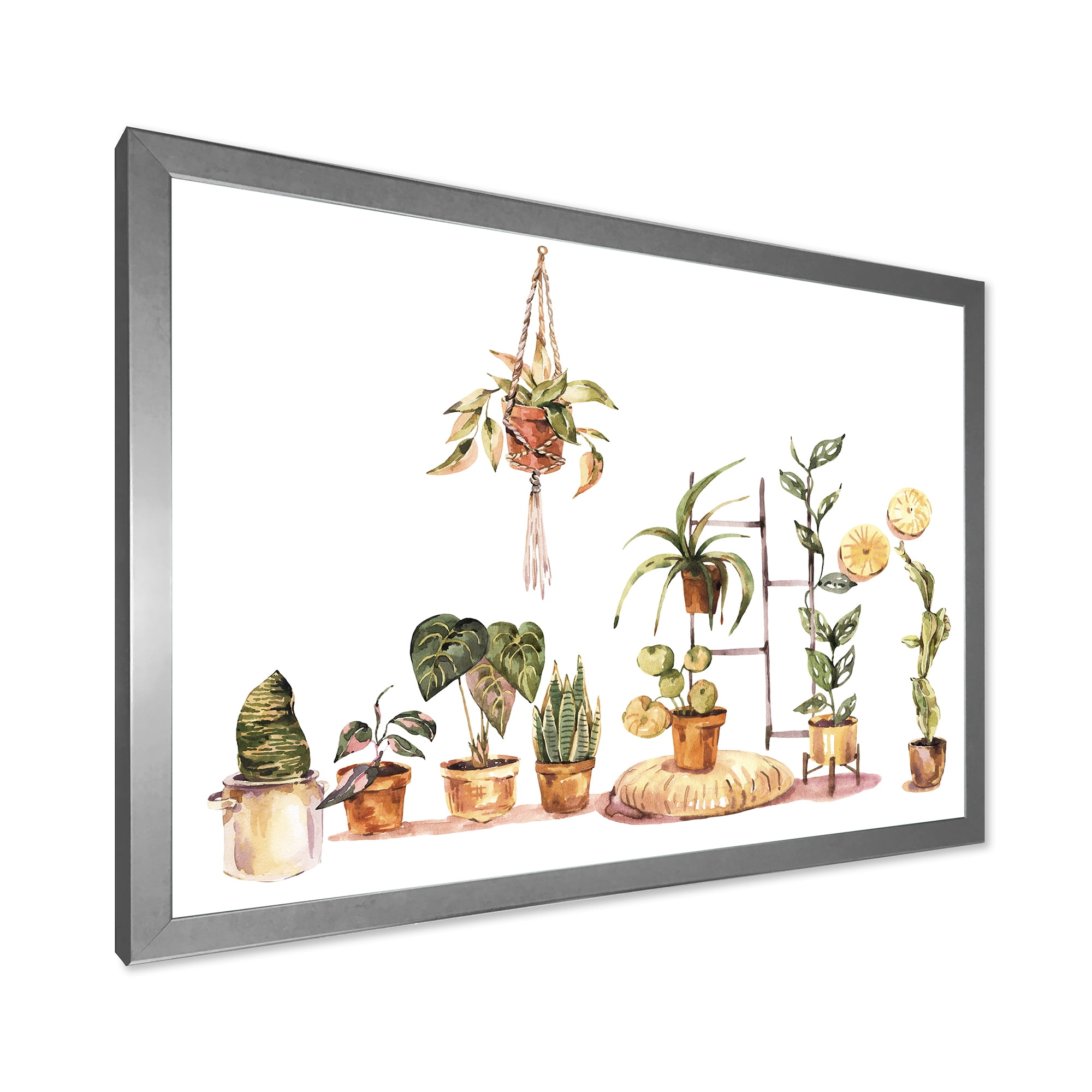 Designart 'Indoor House Plants Urban Jungle in Flowerpots II' Traditional Framed Art Print