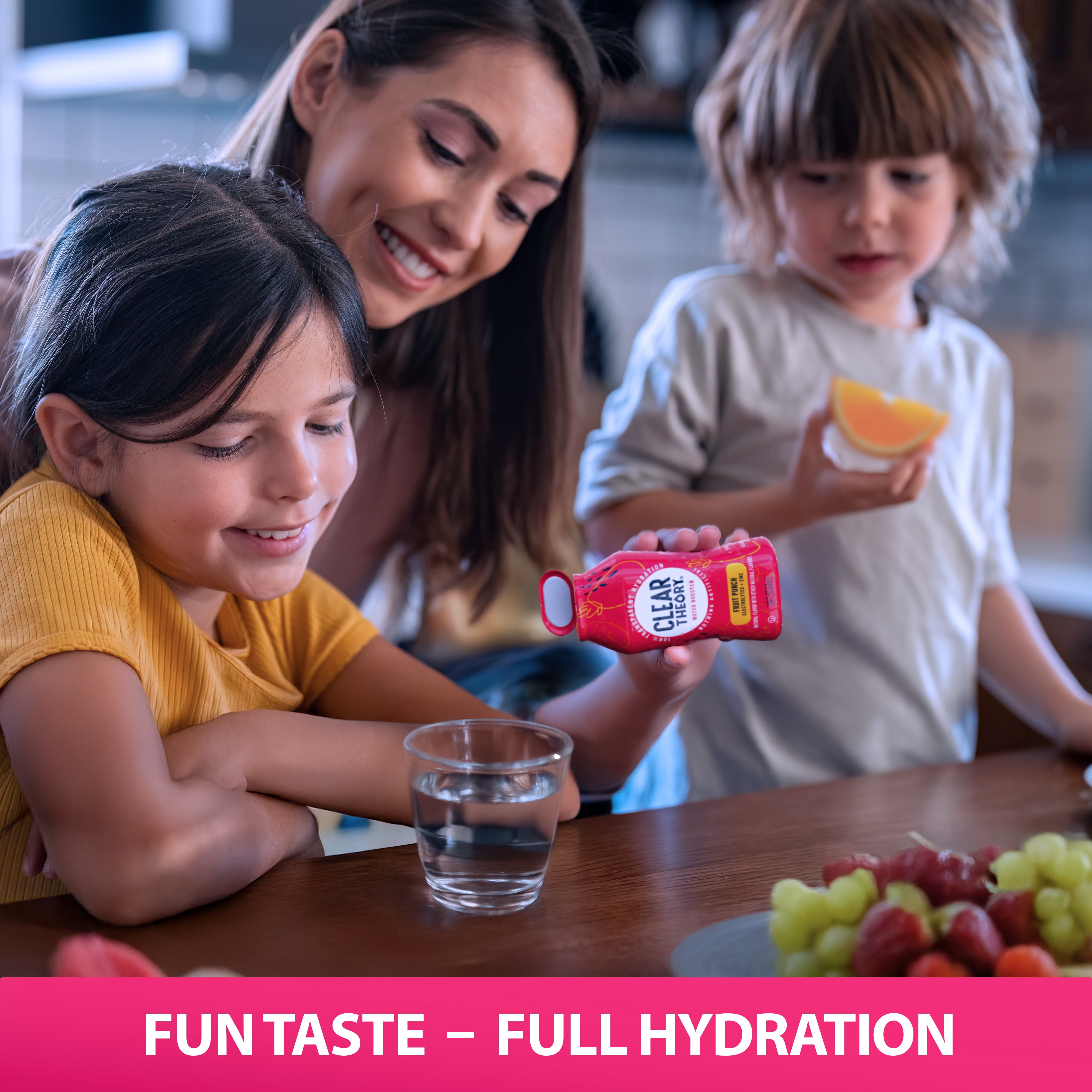 Clear Theory Water Flavoring Drops with Electrolytes, Water Enhancer Liquid Flavored Water Drink Mix, Hydration for Kids, Vegan, Gluten Free, Low Calorie, Fruit Punch, 8 Pack, 1.62 Fl Oz Bottles