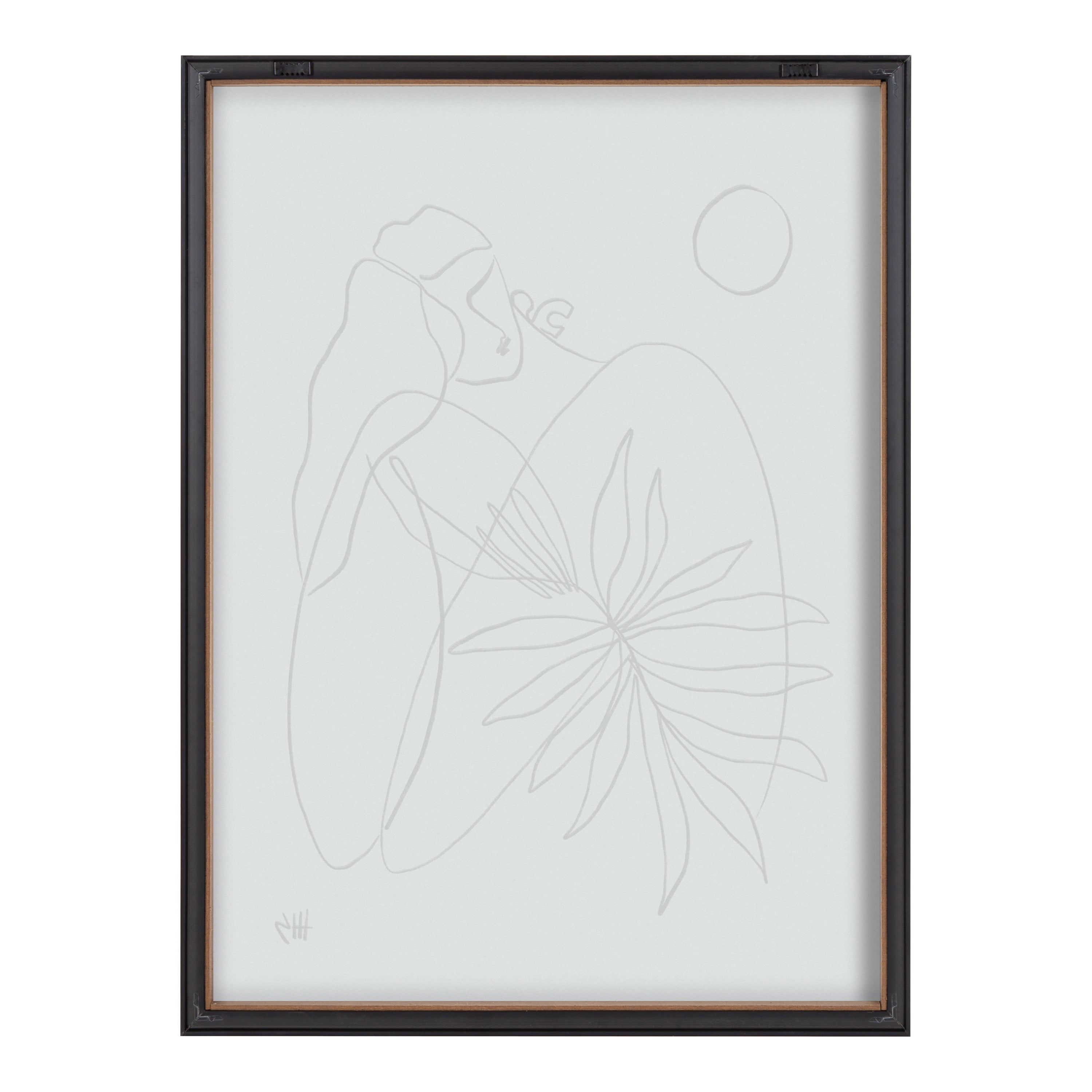 Kate and Laurel Blake Summer Lines 7 Framed Printed Glass Wall Art by Maggie Stephenson, 18x24 Gold, Chic Line Drawing for Wall