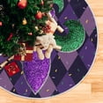 thumbnail image 2 of GZHJMY Mardi Gras Fat Tuesday Purple Zigzag Tree Skirt Romantic Tree Base Cover Mat Party Living Room Tree Stand Mat Fleur De Lis Carnival Gift 35.4", 2 of 5