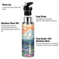 thumbnail image 3 of Yayeee 20oz Double Wall Stainless Steel Water Bottle with Flip Straw, Floral Mountain, 3 of 7
