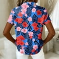 thumbnail image 5 of Women Hawaiian Shirt Soft Cool Summer Hawaii Tshirts Beach Tropic Print V Neck Button up Tops Floral Short Sleeve Tops Royal Blue M, 5 of 5