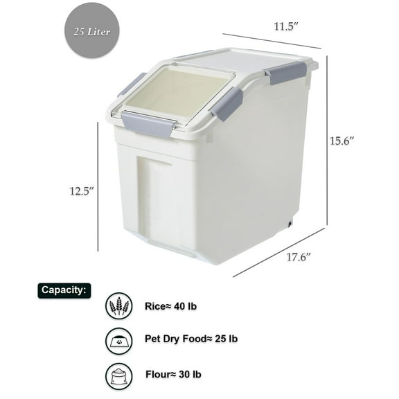 HANAMYA Rice Storage Container with Measuring Cup Grain | Pet Food | Flour|40 lb - 1 Piece