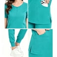 thumbnail image 6 of pstuiky Scrubs for Women, Women's Short Sleeve Round Neck Scrub Set Solid Color Nurse Uniform with Pants Casual Workwear for Nurses Work, Daily Wear and Home, Green L, 6 of 6