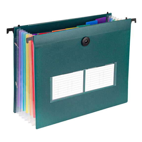 Hanging File Folders Letter Size 7 Pockets Accordian File Organizer Expanding File Folder for Filing Cabinet File Document Receipt with Colored Labels