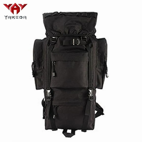 65L BLACK Large Capacity Tactical Hiking Backpack with Built-in Travel Frame Wildfield Hiking Camping Outdoor Waterproof Rucksack
