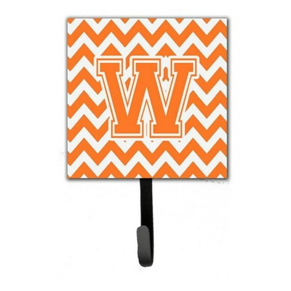 Letter W Chevron Orange & White Leash or Key Holder