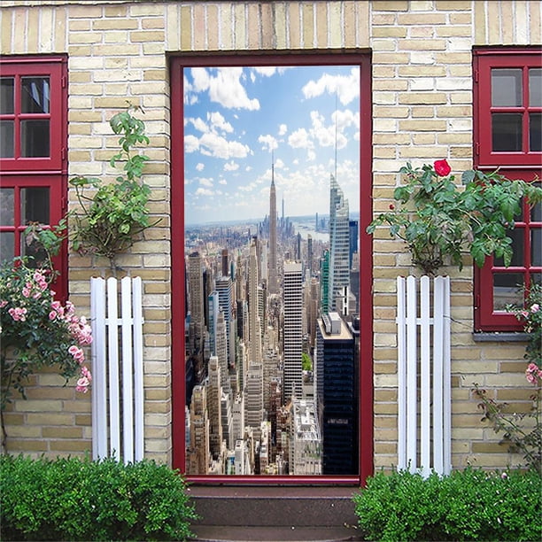 Etiqueta engomada Mural Art Poster Stickers Autoadhesivo Calcomanía extraíble - E mi Colco Adhesivos para puertas de bricolaje 3D