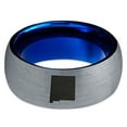 thumbnail image 2 of Tungsten New Mexico The Land of Enchantment State Band Ring 8mm Men Women Comfort Fit Blue Dome Brushed Gray Polished, 2 of 4