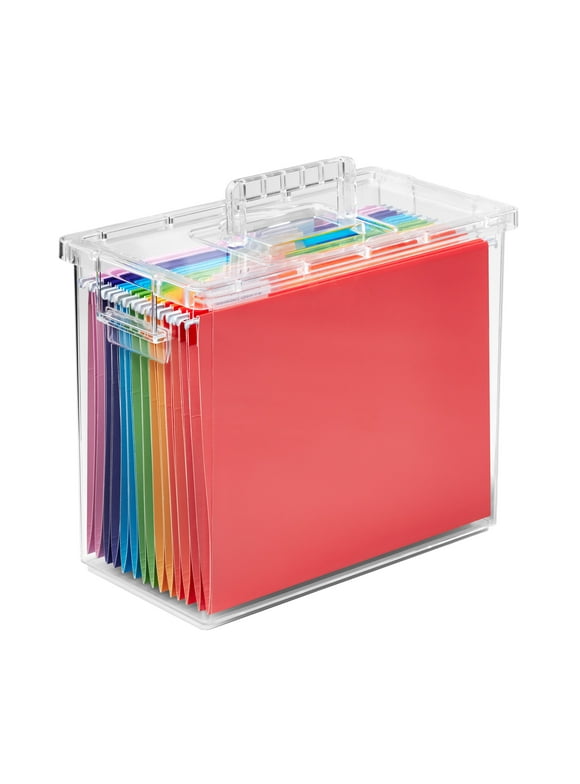 The Home Edit Office File Box with Top Handle, Clear Plastic, 13.3" x 7" x 11"