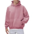 thumbnail image 2 of Kureaily Men's Casual Pullover Hoodie Solid Color Loose Fit Pocket Winter Sweatshirt Comfortable Soft Fabric For Daily Wear Mens Hooded Sweatshirt, 2 of 5