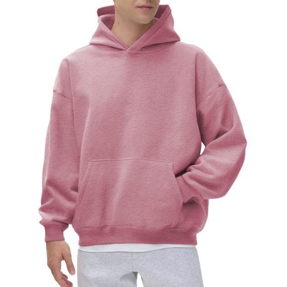 LUOGENLI Mens Hoodies Graphic Funny Men's Casual Pullover Hoodie Solid Color Loose Fit Pocket Winter Sweatshirt Comfortable Soft Fabric for Daily Wear Hoodies for Men Zip up Navy Blue Pink Size M